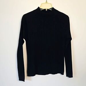 Karen Scott Black Knit Sweater Wool Size Small EUC